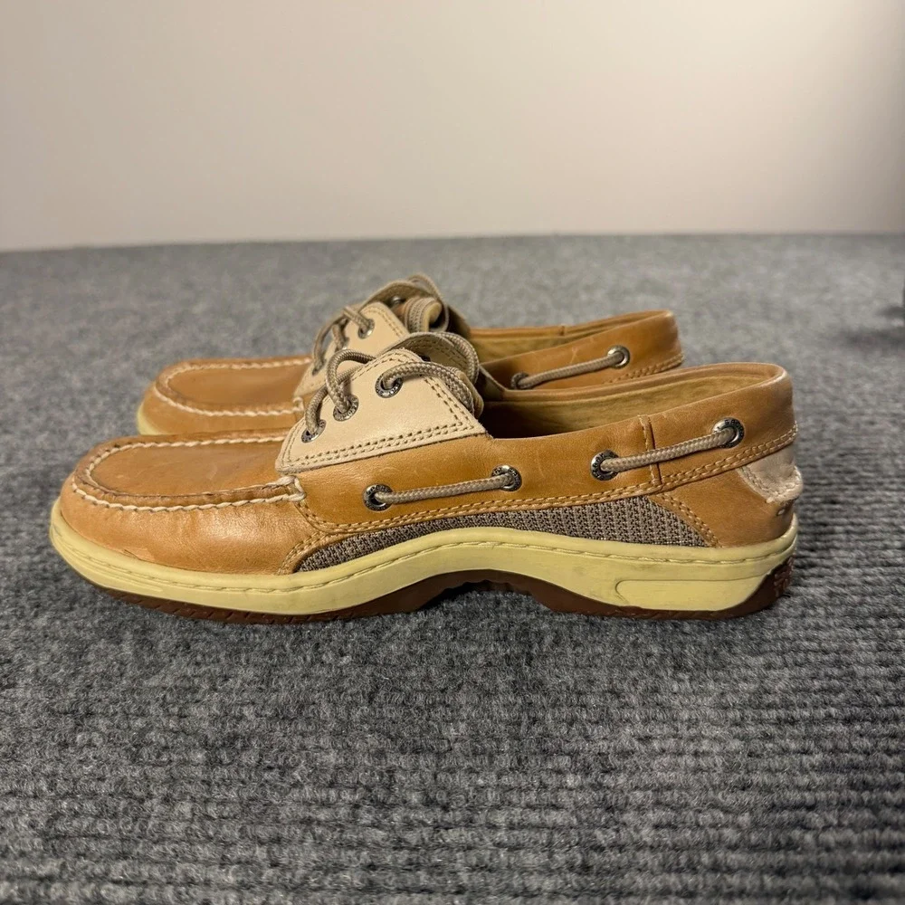 Sperry Top-Sider Billfish Mens Tan Beige Leather Mesh Boat Shoes Loafers 0799023